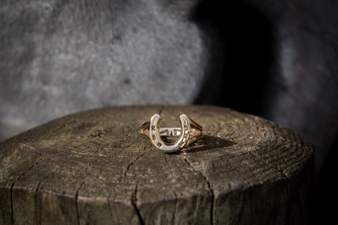 Horse Shoe Ring - 9ct Gold - Split Shank