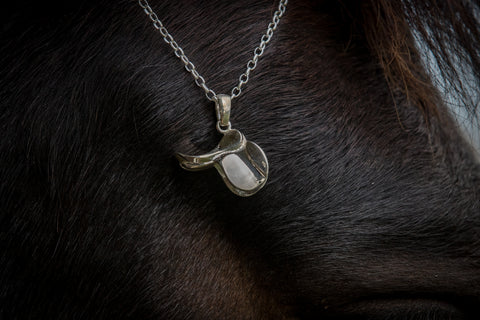 Jumping Saddle Pendant - Sterling Silver